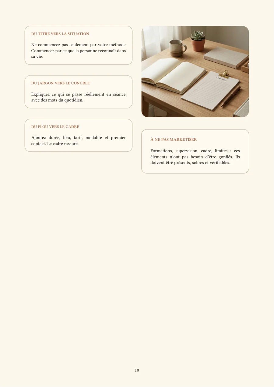 Aperçu d'une page pratique du guide